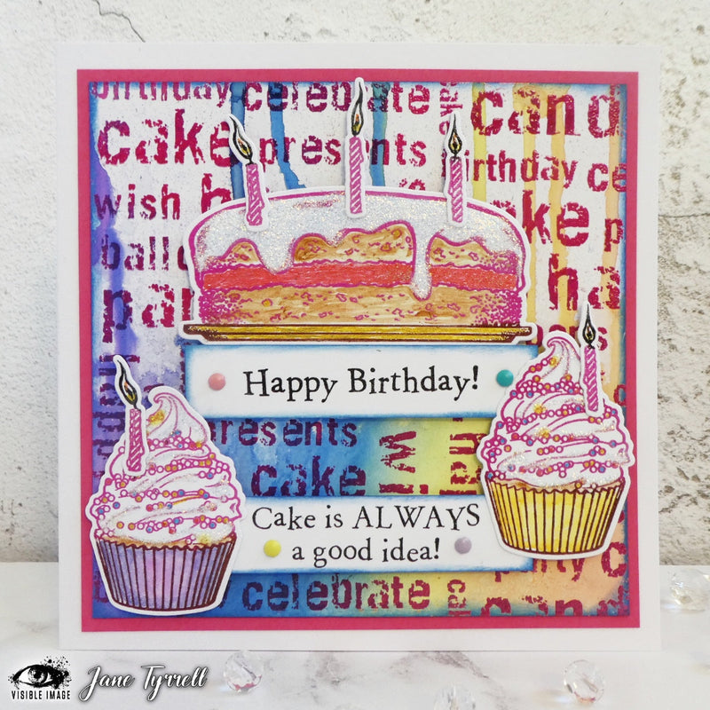 Visible Image Grunge Birthday Words - A6 Stamp Set-4