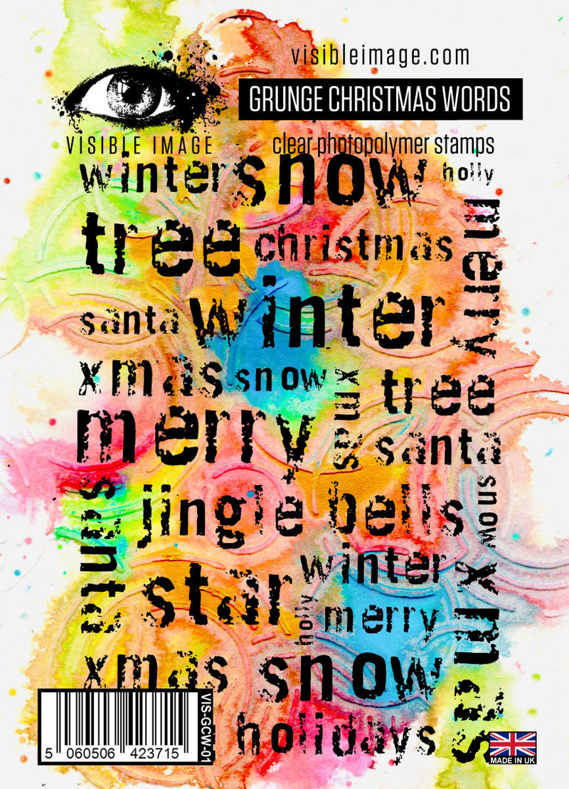 Visible Image Grunge Christmas Words - A6 Stamp Set-1