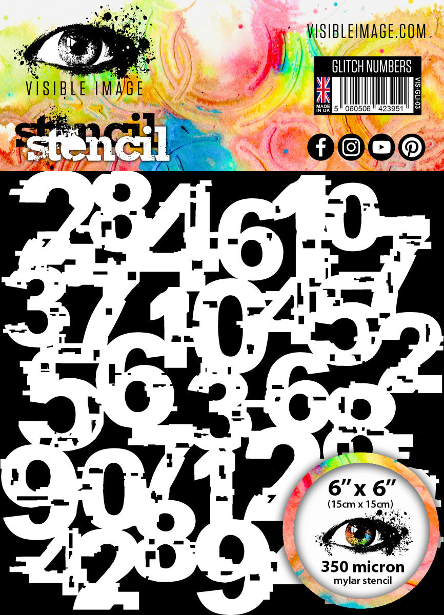 Visible Image Glitch Numbers Stencil - 6 x 6-1