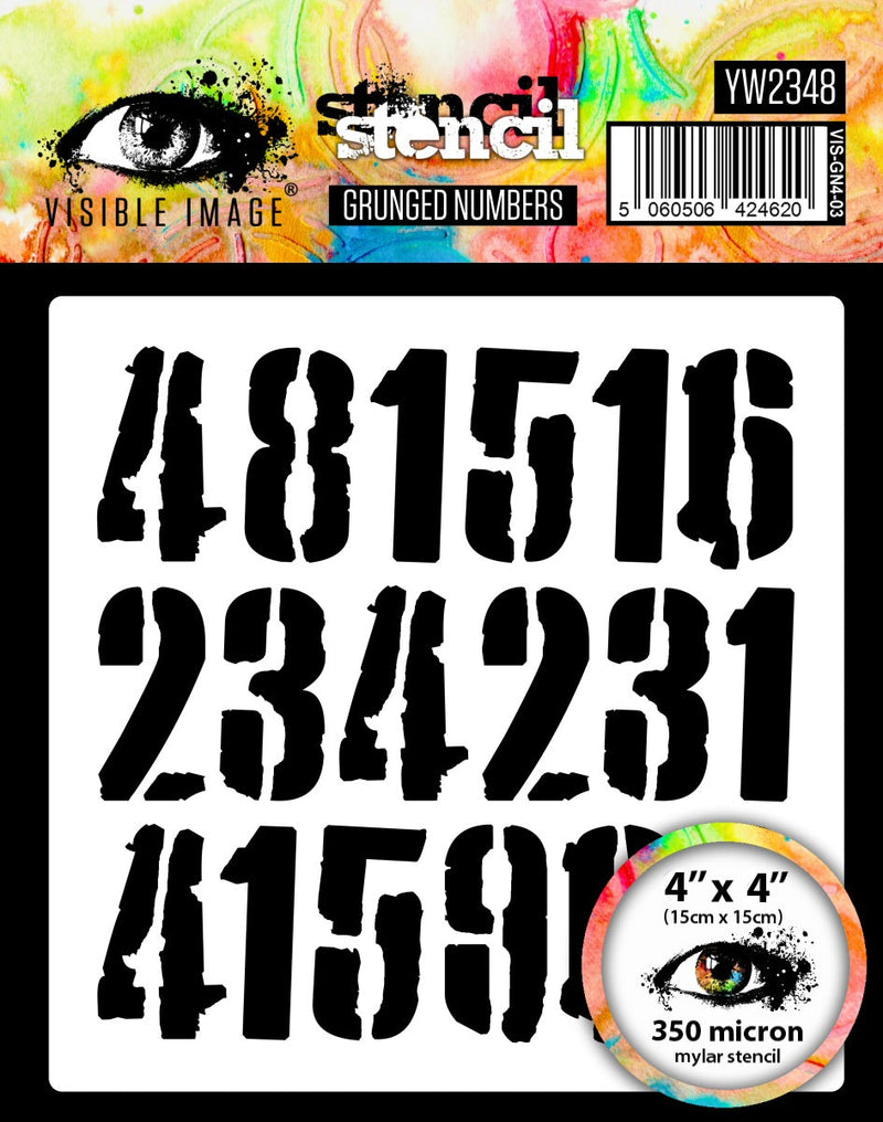 Visible Image Grunged Numbers Stencil - 4 x 4-1