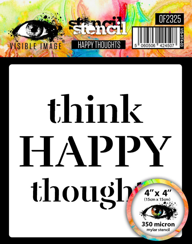 Visible Image Happy Thoughts Stencil - 4 x 4-1