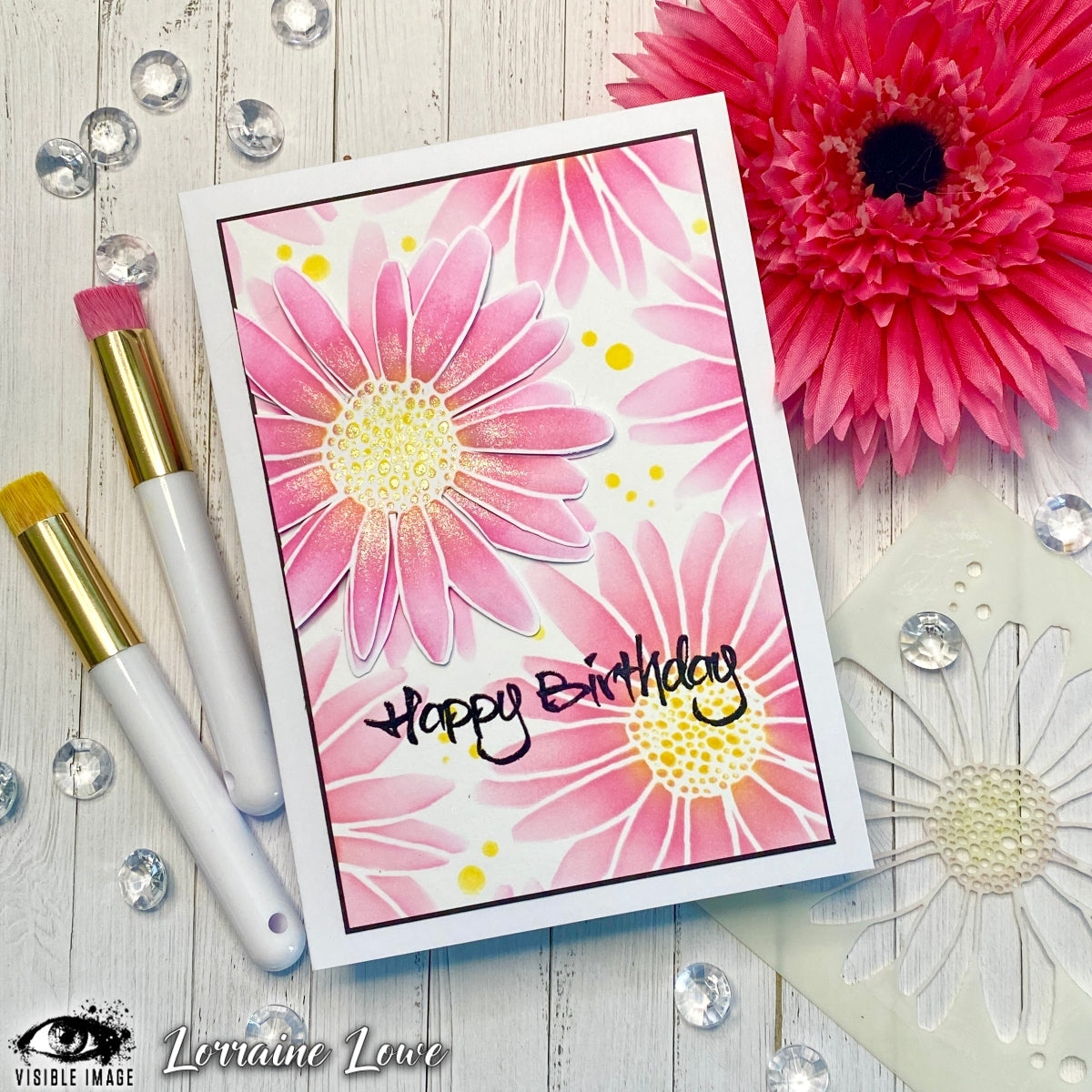 Visible Image Inky Daisy Stencil - 4 x 4-2