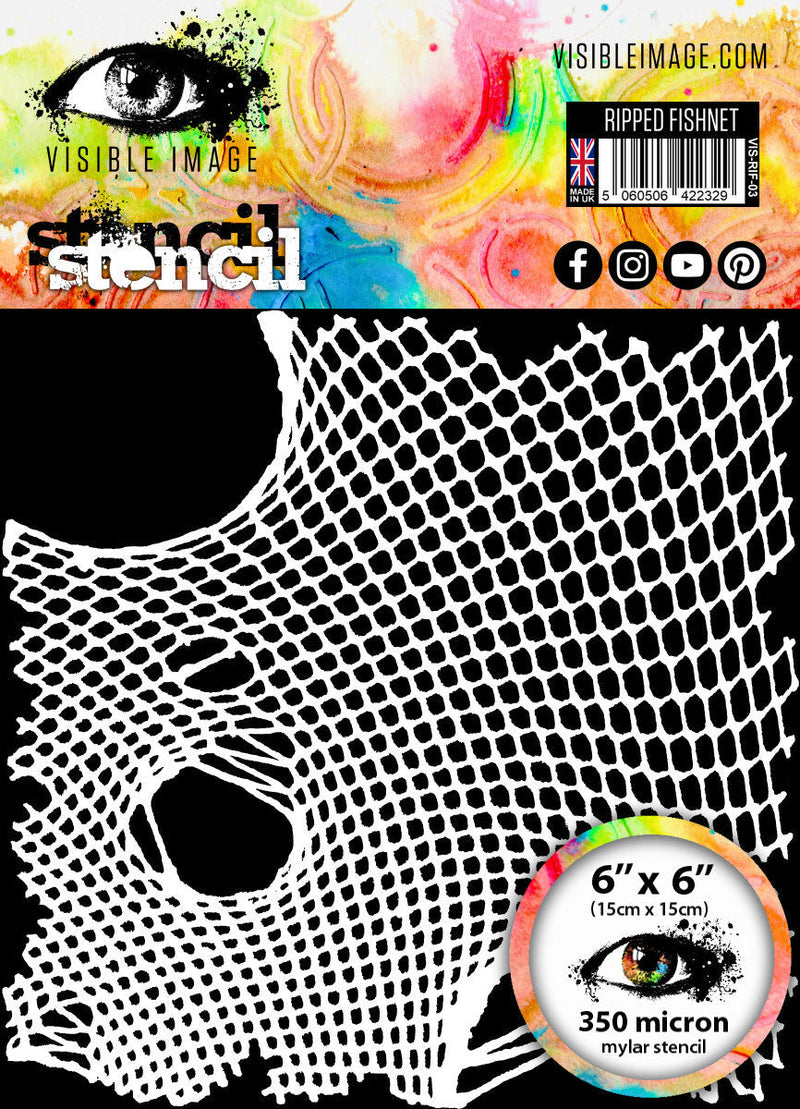Visible Image Ripped Fishnet Stencil - 6 x 6-1