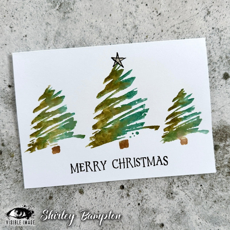Visible Image Sketched Christmas Trees - A6 Stamp Set-4