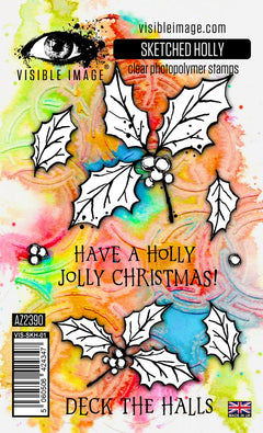Visible Image Sketched Holly - A6 Stamp Set-1