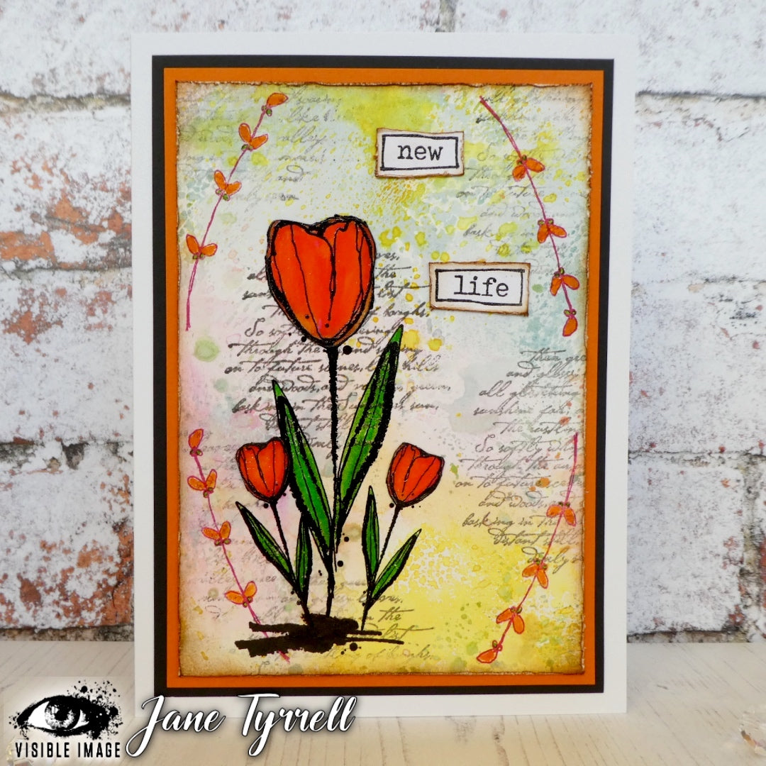 Visible Image Sketched Tulips - A6 Stamp Set-2