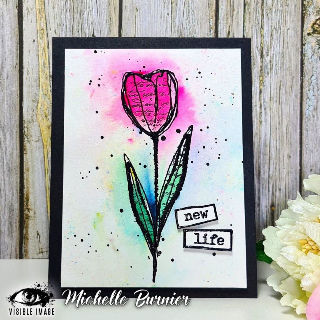 Visible Image Sketched Tulips - A6 Stamp Set-4