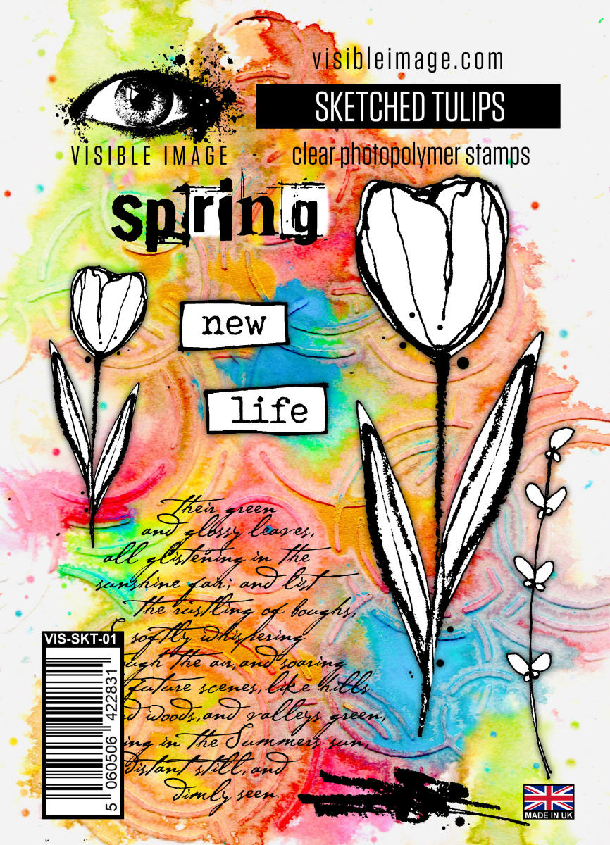 Visible Image Sketched Tulips - A6 Stamp Set-1