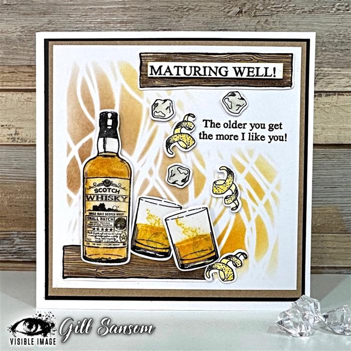 Visible Image Splash of Whisky - A6 Stamp Set-3