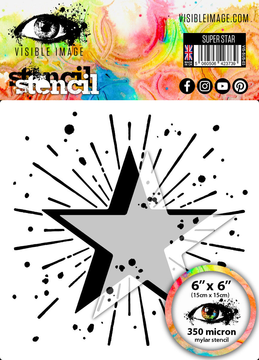 Visible Image Super Star Stencil - 6 x 6-1