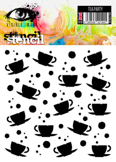 Visible Image Tea Party Stencil  - 6 x 6-1