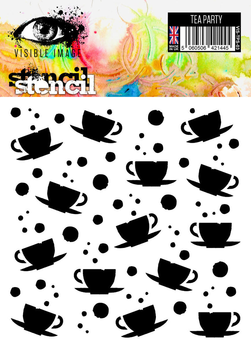 Visible Image Tea Party Stencil  - 6 x 6-1