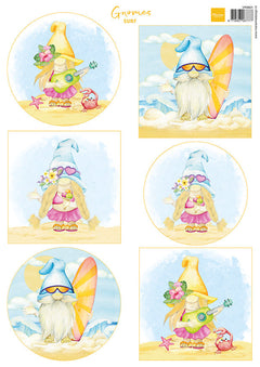 Marianne Design A4 Cutting Sheet - Gnomes On The Beach - Surf-1