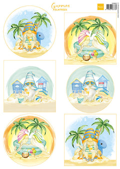 Marianne Design A4 Cutting Sheet - Gnomes On The Beach - Palm Trees-1