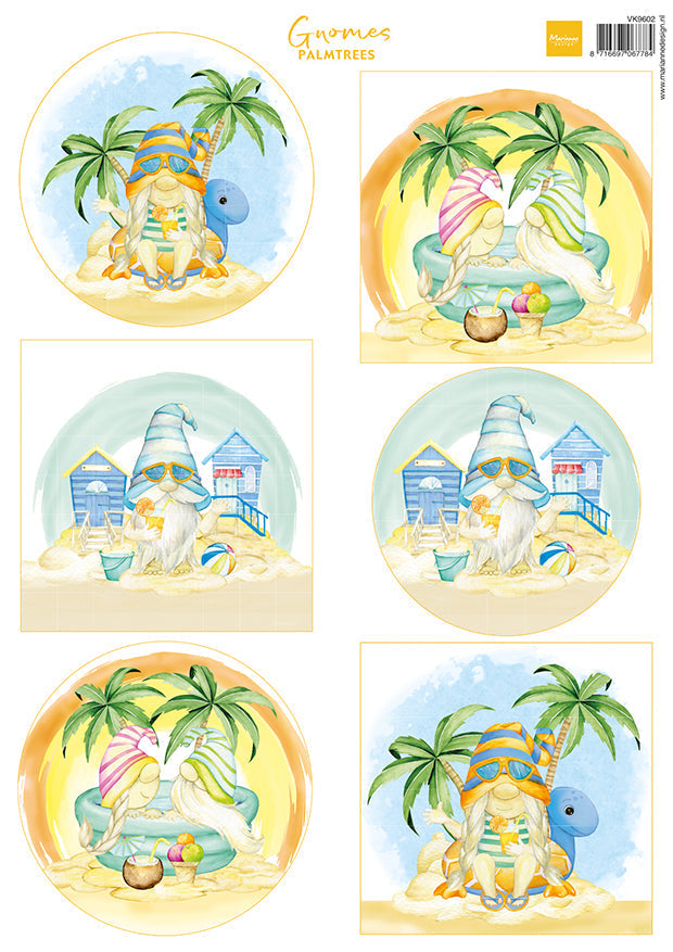 Marianne Design A4 Cutting Sheet - Gnomes On The Beach - Palm Trees-1