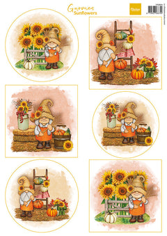 Marianne Design A4 Cutting Sheet - Gnomes - Sunflowers-1