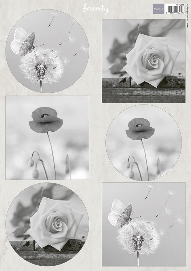 Marianne Design A4 Cutting Sheet - Serenity Flowers-1