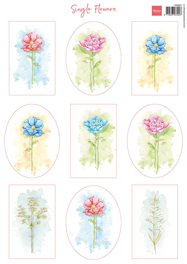 Marianne Design A4 Cutting Sheet - Single Flowers-1