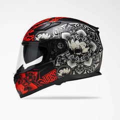 VOSS 988 Moto-1 Red Mandala Full Face Matte Motorcycle Helmet-1