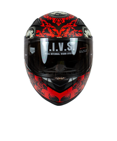 VOSS 988 Moto-1 Red Mandala Full Face Matte Motorcycle Helmet-5