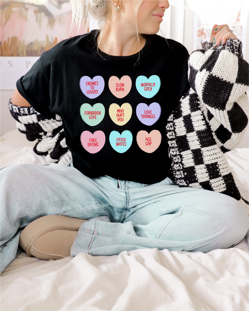 Conversation Heart Tropes T-shirt | Bookish Shirt-1