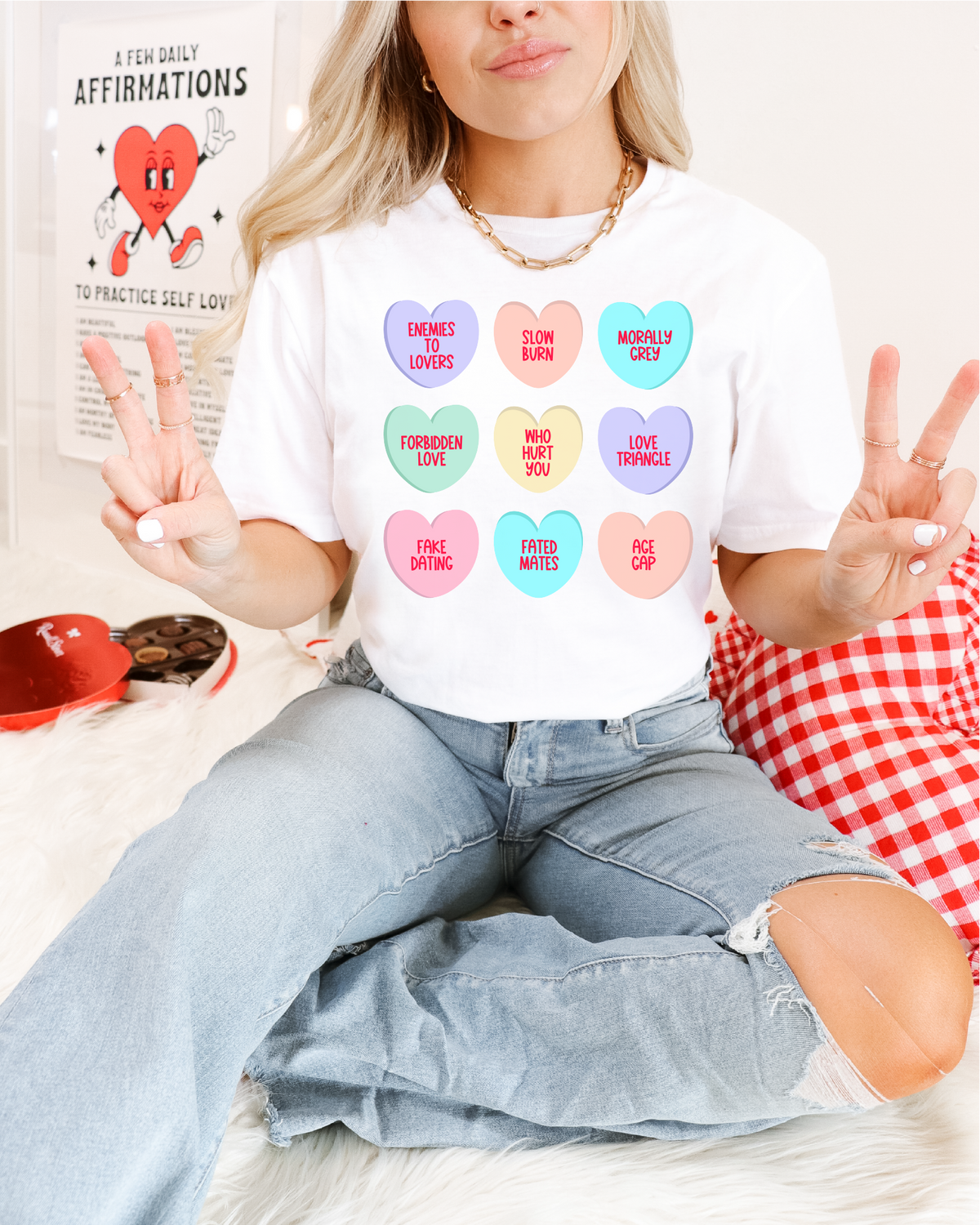 Conversation Heart Tropes T-shirt | Bookish Shirt-2