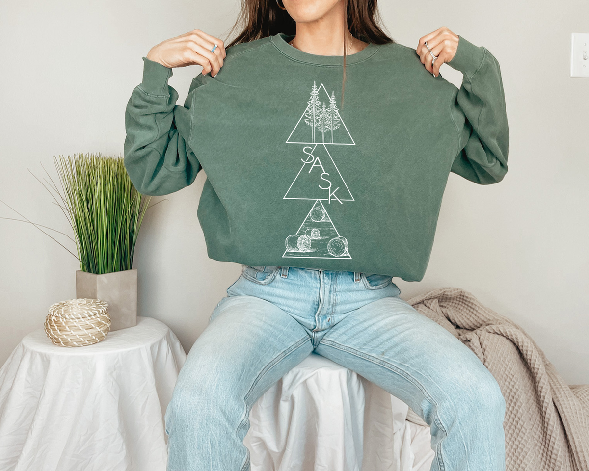 Geometric Saskatchewan Premium Unisex Sweatshirt | Saskatchewan Clothing-4