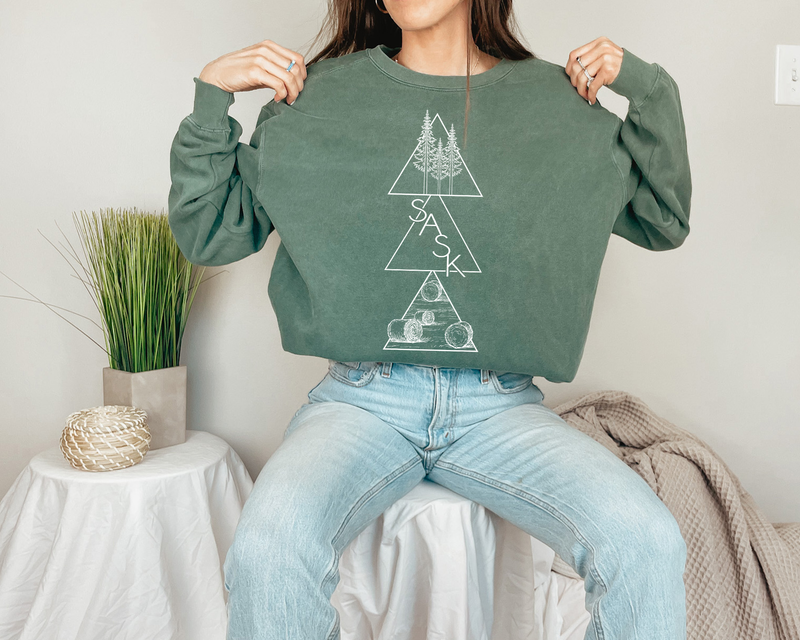Geometric Saskatchewan Premium Unisex Sweatshirt | Saskatchewan Clothing-4