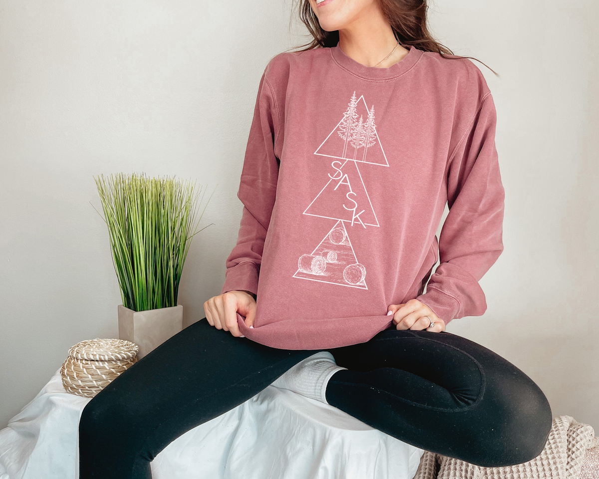 Geometric Saskatchewan Premium Unisex Sweatshirt | Saskatchewan Clothing-3