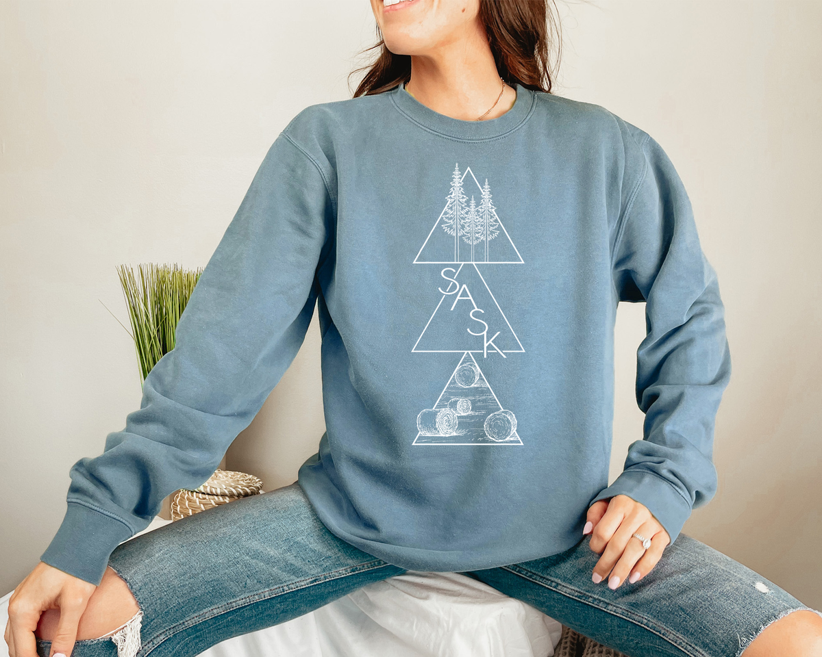 Geometric Saskatchewan Premium Unisex Sweatshirt | Saskatchewan Clothing-2