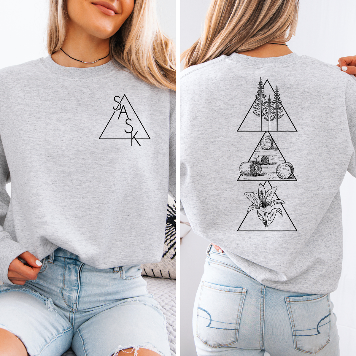 Geometric Saskatchewan Unisex Crewneck | Prairie Apparel | Sask Clothing-2