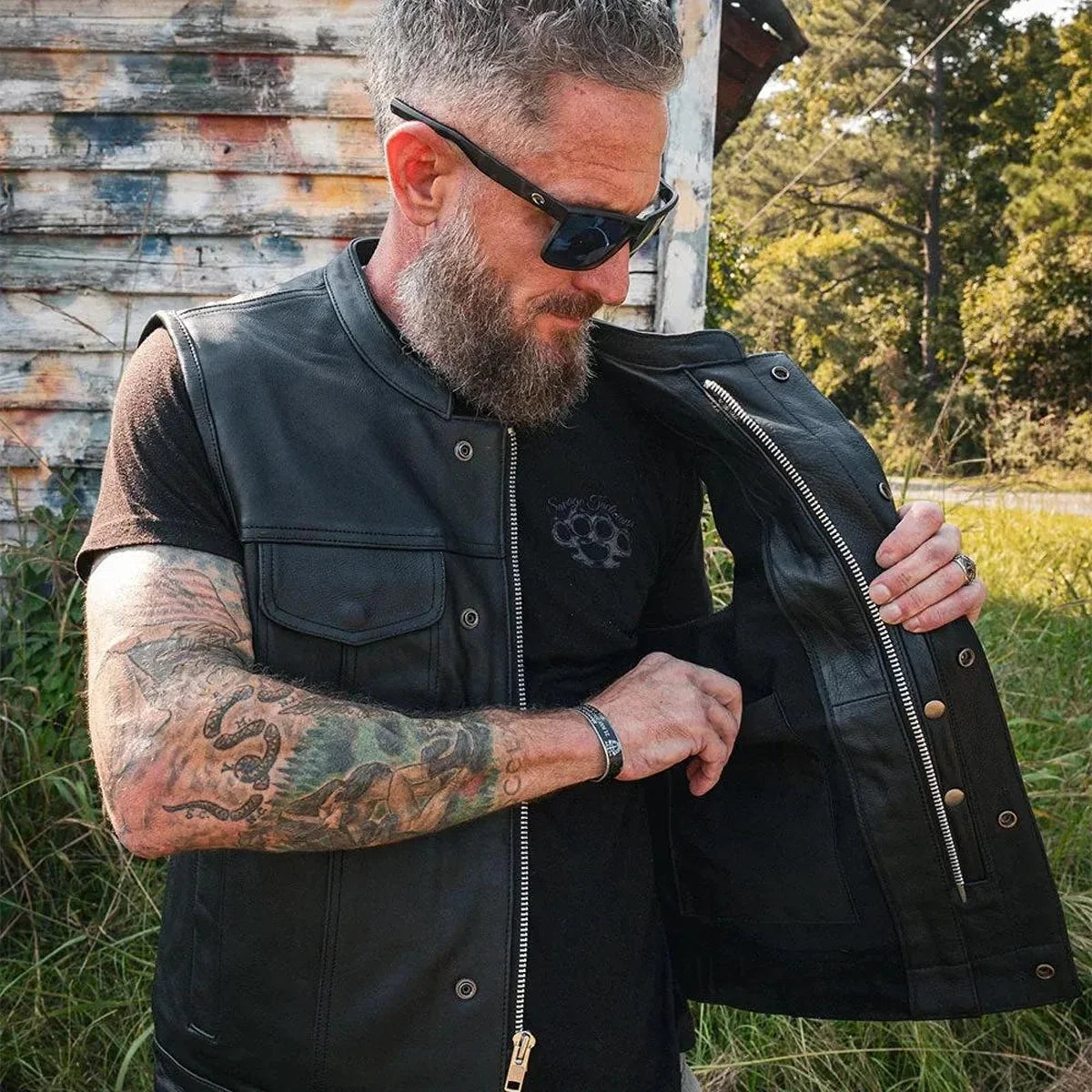 Open Road Men's Leather Club Vest | Premium Cowhide Motorcycle Vest-7