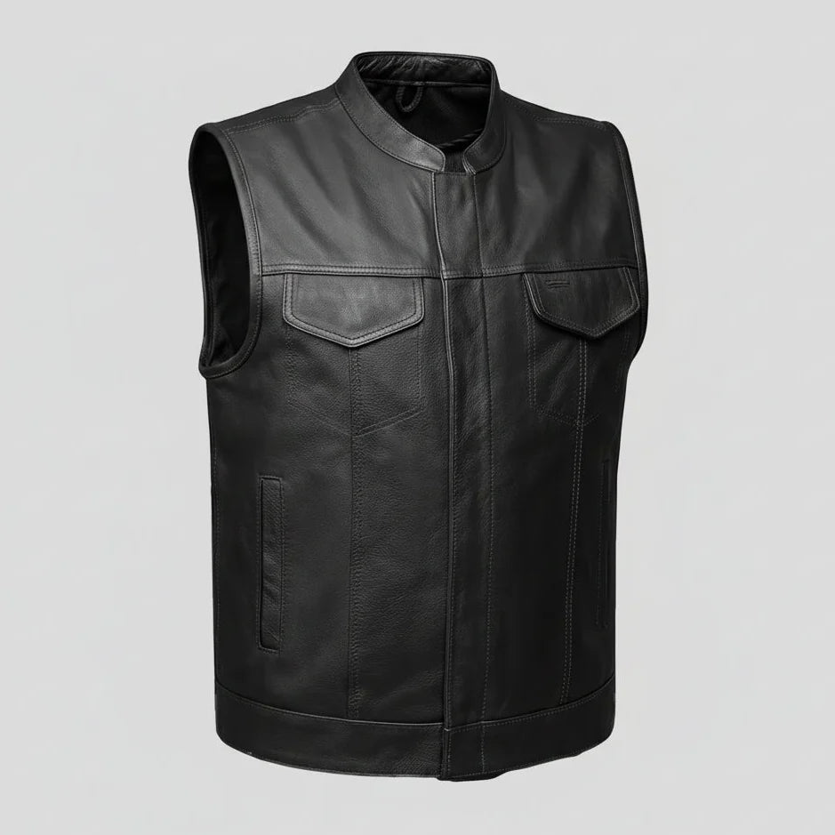 Open Road Men's Leather Club Vest | Premium Cowhide Motorcycle Vest-1