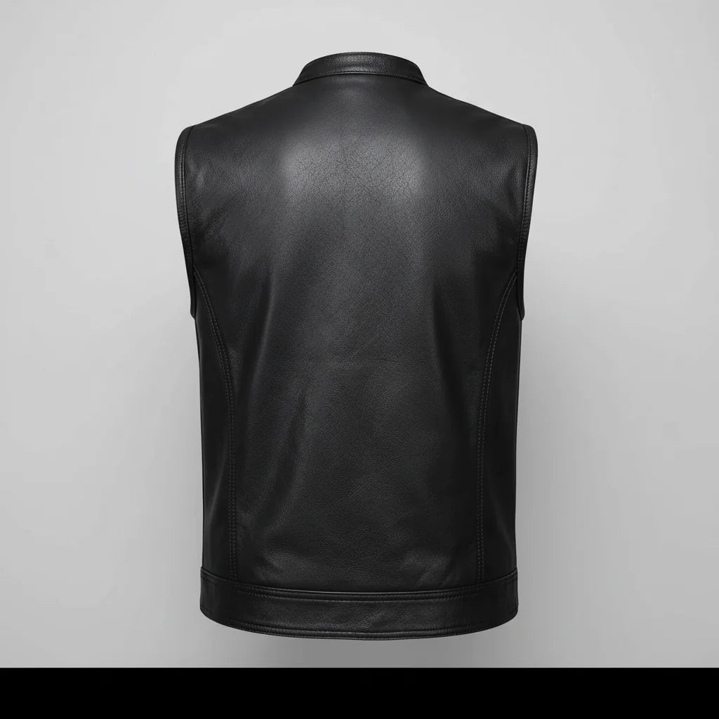 Open Road Men's Leather Club Vest | Premium Cowhide Motorcycle Vest-2