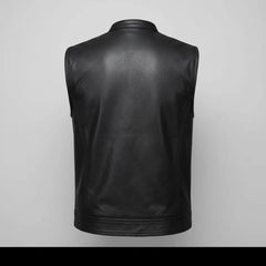 Open Road Men's Leather Club Vest | Premium Cowhide Motorcycle Vest-2