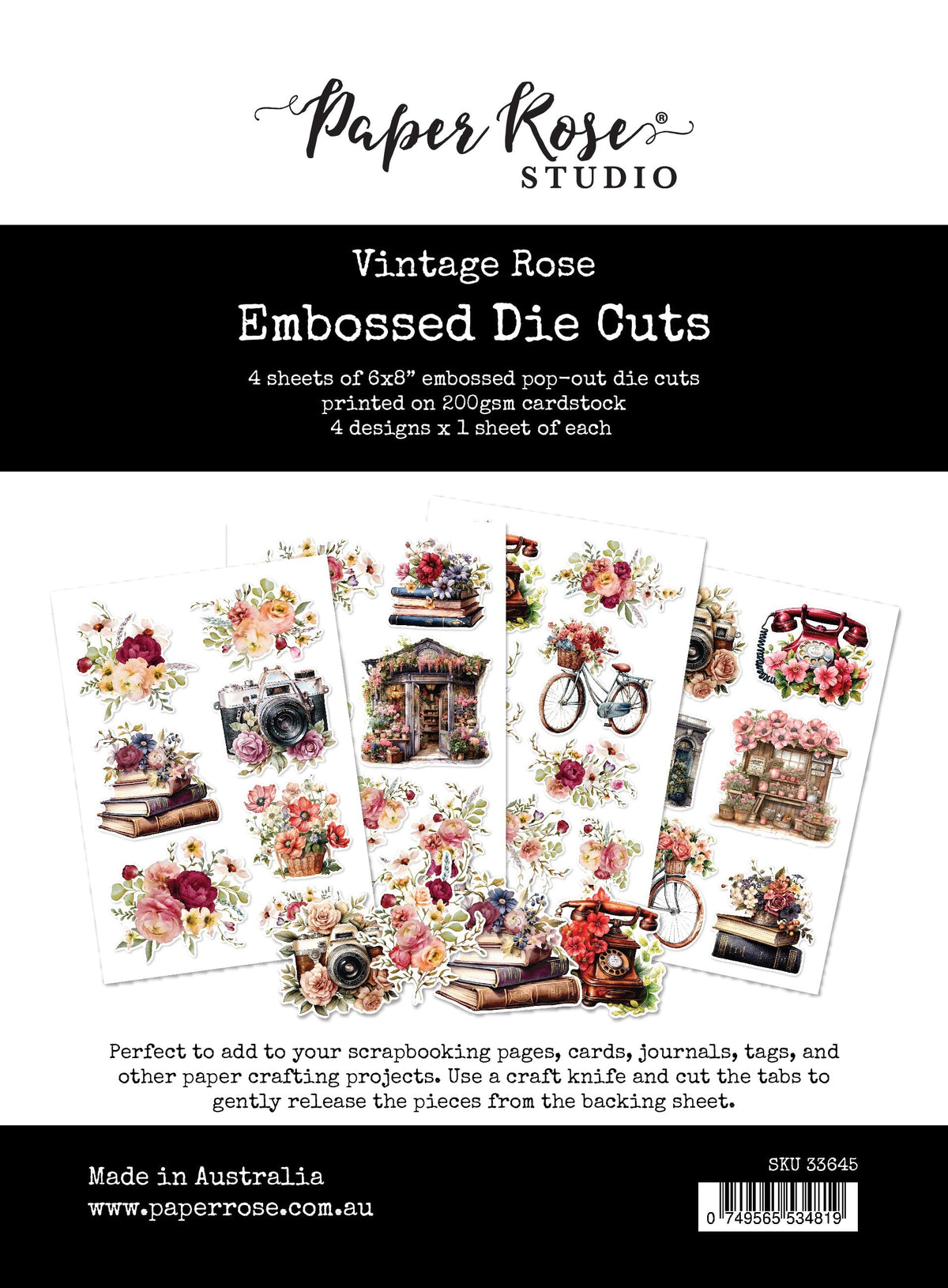 Vintage Rose Embossed Die Cuts 33645