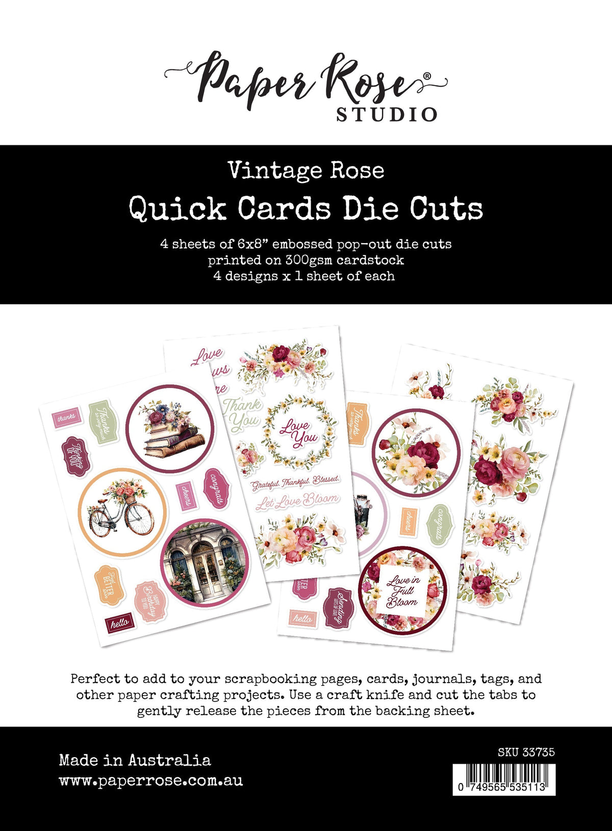 Vintage Rose Quick Cards Die Cuts 33735-1