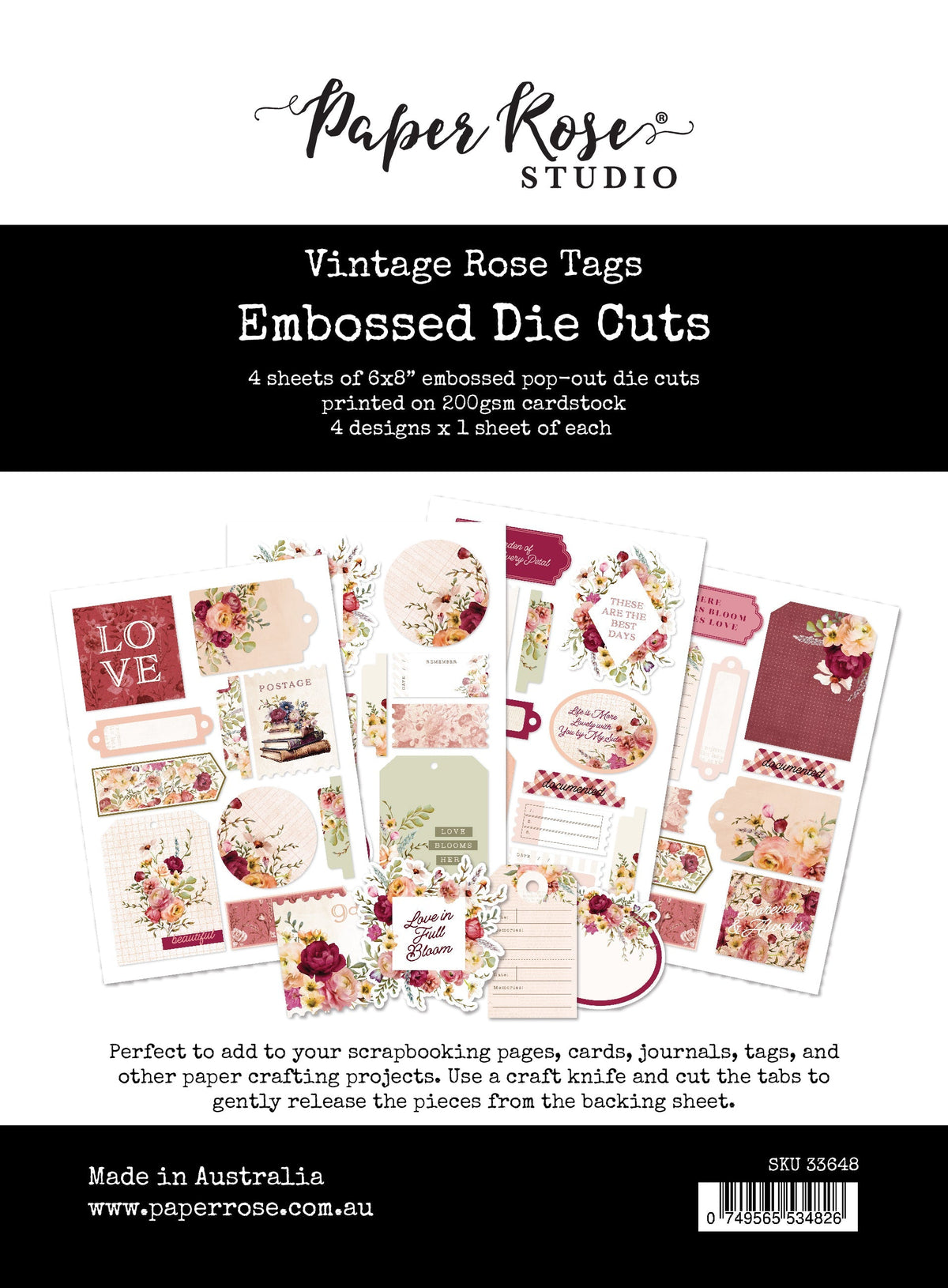 Vintage Rose Tags & Tickets Embossed Die Cuts 33648-1