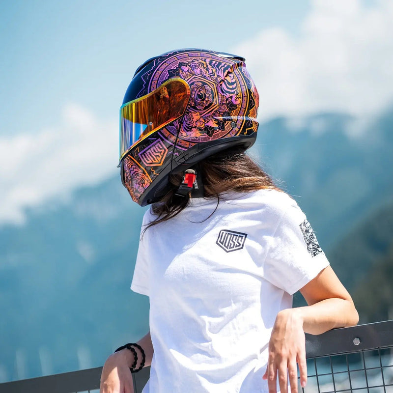 Voss 580 Conquest Neon Mandala Modular Gloss Motorcycle Helmet-5
