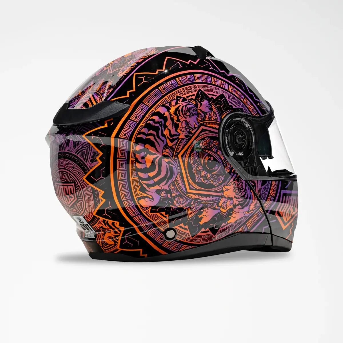 Voss 580 Conquest Neon Mandala Modular Gloss Motorcycle Helmet-4
