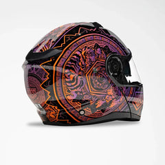Voss 580 Conquest Neon Mandala Modular Gloss Motorcycle Helmet-4
