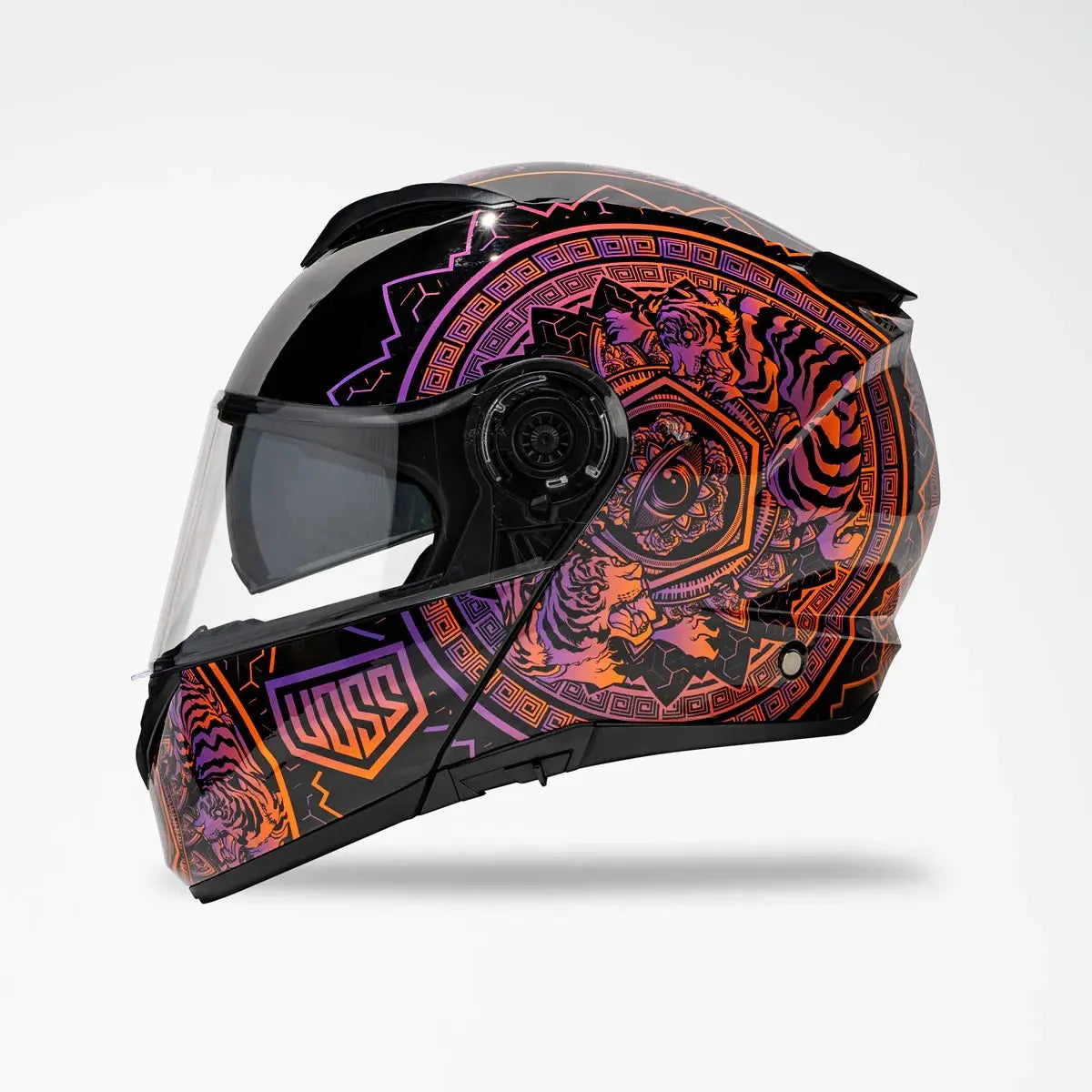 Voss 580 Conquest Neon Mandala Modular Gloss Motorcycle Helmet-1