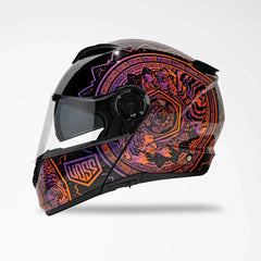 Voss 580 Conquest Neon Mandala Modular Gloss Motorcycle Helmet-1