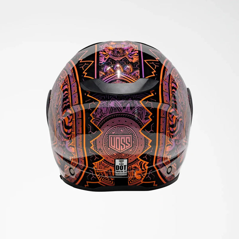 Voss 580 Conquest Neon Mandala Modular Gloss Motorcycle Helmet-2