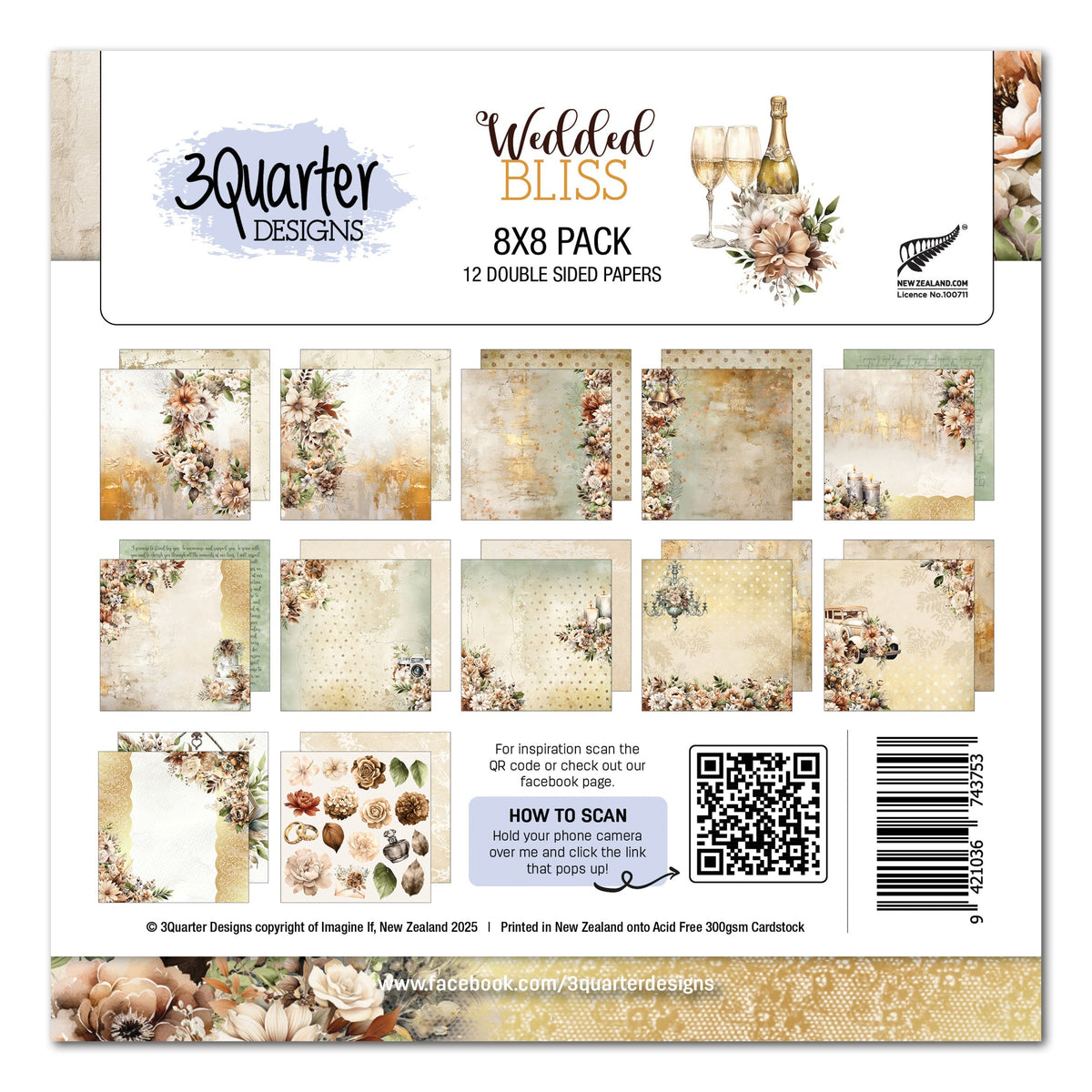 3Quarter Designs Wedded Bliss 8x8 Paper Pack-1