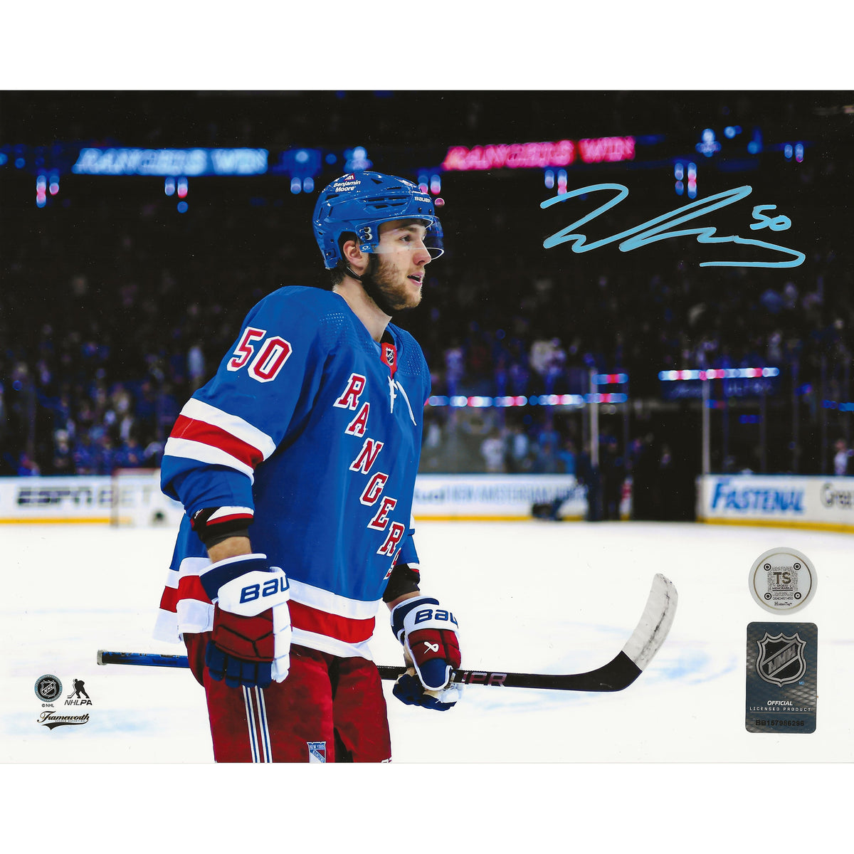 Will Cuylle Autographed New York Rangers 8x10 Photo-1
