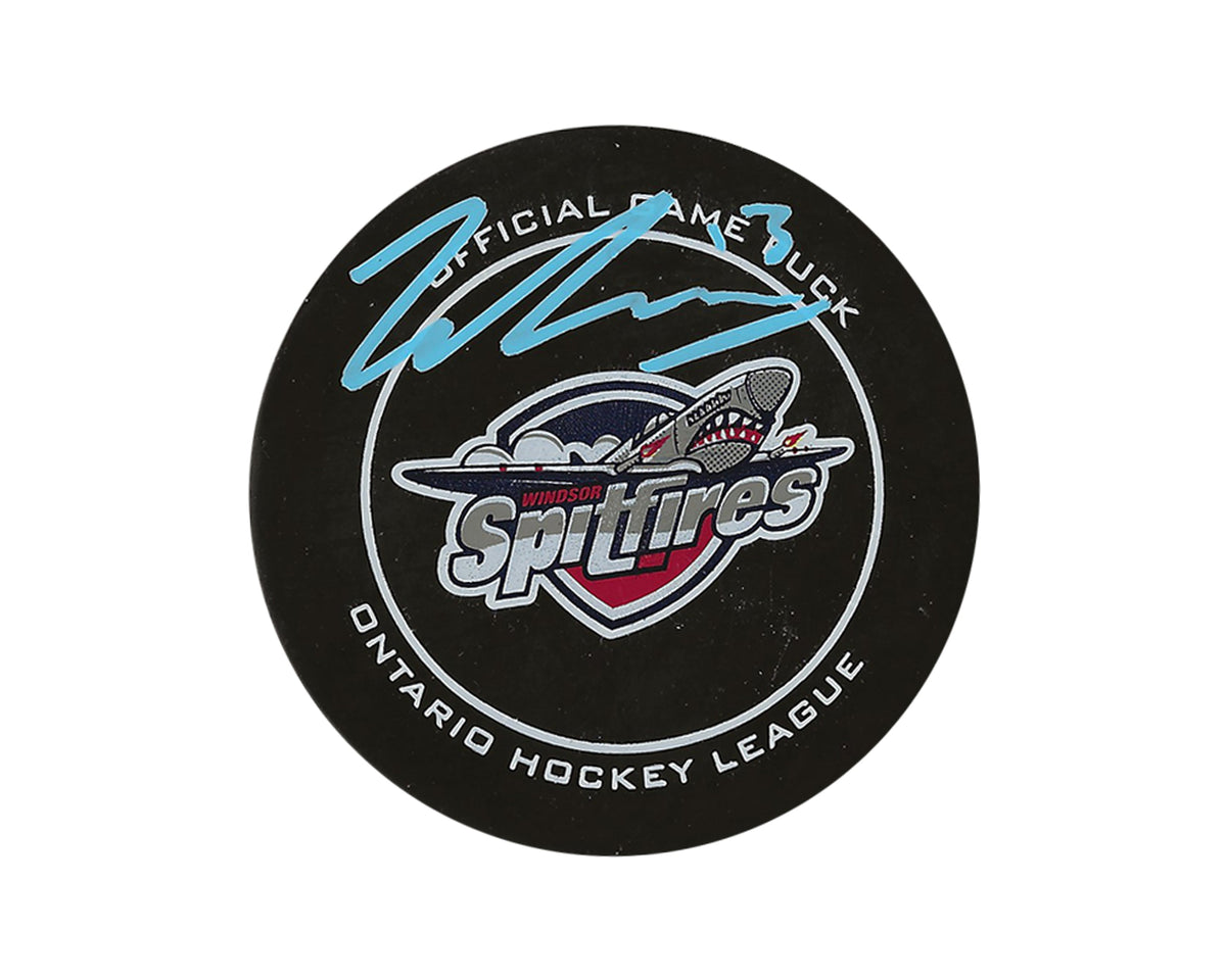 Will Cuylle Autographed Windsor Spitfires Official Game Puck-1