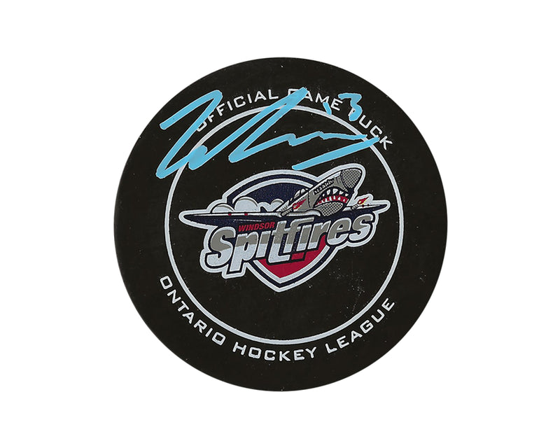 Will Cuylle Autographed Windsor Spitfires Official Game Puck-1