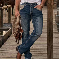 Eagle Warrior Men’s Premium Bootcut Jeans. Tribal Embroidered 7-Pocket Stretch Denim-2