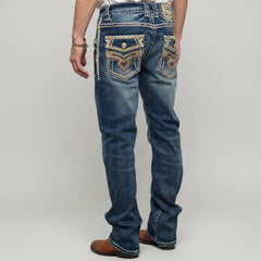 Eagle Warrior Men’s Premium Bootcut Jeans. Tribal Embroidered 7-Pocket Stretch Denim-7